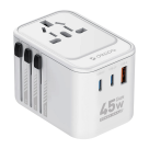 Универсальное сетевое зарядное устройство Deppa мощностью 45 Вт (1 розетка, 2 USB-C, USB-A) (GaN)