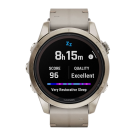 Спортивные часы Garmin fenix 7S Pro Sapphire Solar Edition, 42 мм, кожаный ремешок цвета «известняк», светло-песочный силиконовый ремешок - фото 13