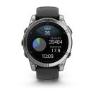 Умные спортивные часы Garmin fenix E, 47 мм, AMOLED, серебристая сталь, силиконовый ремешок чёрного цвета - фото 6