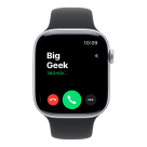 Часы Apple Watch Series 11, 46 мм, алюминий серебристого цвета, ремешок Sport Band чёрного цвета