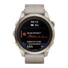 Спортивные часы Garmin fenix 7S Pro Sapphire Solar Edition, 42 мм, кожаный ремешок цвета «известняк», светло-песочный силиконовый ремешок - фото 12