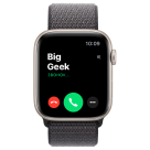 Часы Apple Watch SE 3, 44 мм, алюминий цвета «сияющая звезда», браслет Sport Loop тёмно-серого цвета (2025)