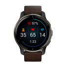 Спортивные часы Garmin Venu 2 Plus, 43 мм, коричневый кожаный ремешок