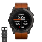 Спортивные часы Garmin epix Pro (Gen 2) Sapphire Edition, 51 мм, каштановый кожаный ремешок, графитовый силиконовый ремешок