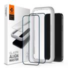 Защитное стекло с установочной рамкой Spigen GLAS.tR AlignMaster для iPhone 12 Pro Max (2.5D, 9H; олеофобное покрытие; комплект — 2 шт.)