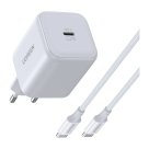 Сетевое зарядное устройство Ugreen мощностью 45 Вт (USB-C) (GaN) и кабель USB-C с оплёткой (1 м) (X524) - фото 3