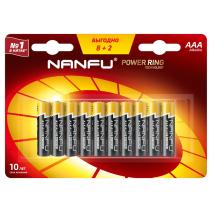 Щелочные «мизинчиковые» батарейки NanFu AAA (комплект — 10 шт.)