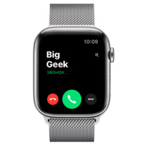 Apple Watch Series 8 GPS + Cellular, 45mm, корпус из стали серебристого цвета, серебристый миланский сетчатый браслет (Milanese Loop)
