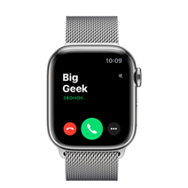 Apple Watch Series 7 GPS + Cellular, 41mm, корпус из стали серебристого цвета, серебристый миланский сетчатый браслет (Milanese Loop)
