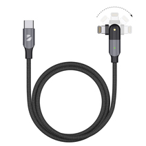 Дата-кабель Deppa Cable Angle USB-C/Lightning (1,2 м, 3 А, 480 Мбит/с; нейлоновая оплётка, поддержка PD, LED-индикатор, поворотный коннектор Lightning)
