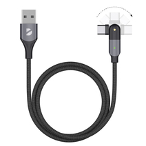 Дата-кабель Deppa Cable Angle USB-C/USB-A (1,2 м, 60 Вт, 480 Мбит/с; нейлоновая оплётка, LED-индикатор, поворотный коннектор USB-C)