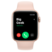 Apple Watch Series 6 GPS, 44mm, корпус из алюминия золотого цвета, спортивный ремешок цвета «розовый песок»