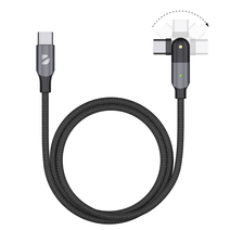 Дата-кабель Deppa Cable Angle USB-C (1,2 м, 60 Вт, 480 Мбит/с; нейлоновая оплётка, LED-индикатор, поворотный коннектор USB-C)