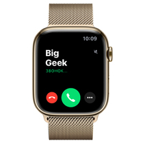 Apple Watch Series 7 GPS + Cellular, 45mm, корпус из стали золотого цвета, миланский сетчатый браслет (Milanese Loop) золотого цвета
