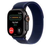 Браслет Apple Trail Loop, синий с чёрной пряжкой, для Apple Watch 44, 45, 46 мм, Ultra и Ultra 2 (дизайн 2024)