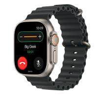 Ремешок Apple Ocean Band, чёрный со светлой пряжкой, для Apple Watch 44, 45, 46 мм, Ultra и Ultra 2 (дизайн 2024)