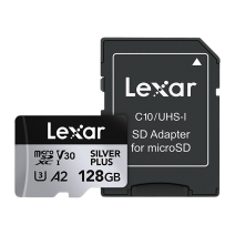 Карта памяти Lexar Professional Silver Plus microSDXC UHS-I 128 ГБ (U3, V30, A2) с адаптером