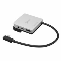 Многопортовый адаптер j5create JCD612 с L-образным кабель-коннектором USB-C — (USB-C PD 3.0 100 Вт, USB-A 3.1, microSD UHS-I, SD UHS-I, HDMI 4K 60 Гц, разъём 3,5 мм)