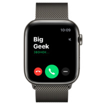Apple Watch Series 8 GPS + Cellular, 45mm, корпус из стали цвета «графит», миланский сетчатый браслет (Milanese Loop) цвета «графит»