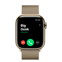 Apple Watch Series 7 GPS + Cellular, 41mm, корпус из стали золотого цвета, миланский сетчатый браслет (Milanese Loop) золотого цвета
