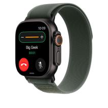 Браслет Apple Trail Loop, зелёный с чёрной пряжкой, для Apple Watch 44, 45, 46 мм, Ultra и Ultra 2 (дизайн 2024)