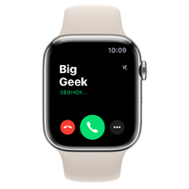 Apple Watch Series 7 GPS + Cellular, 45mm, корпус из стали серебристого цвета, спортивный ремешок (Sport Band) цвета «сияющая звезда»