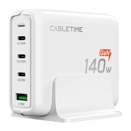 Сетевое зарядное устройство CABLETIME мощностью 140 Вт (3 USB-C, USB-A) (GaN)