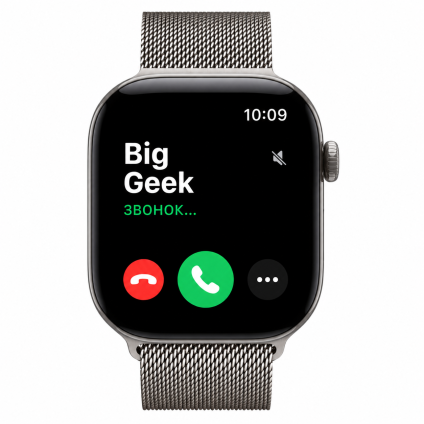 Часы Apple Watch Series 12, 46 мм, титан светлого цвета, миланский сетчатый браслет