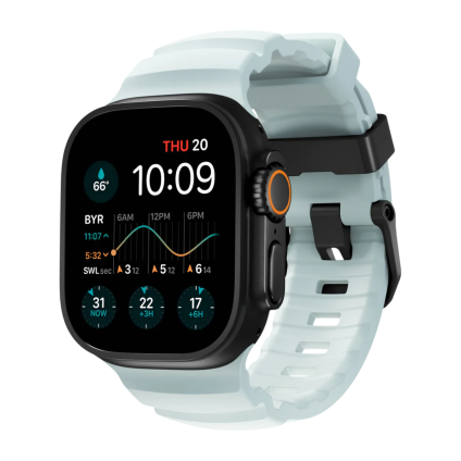 Спортивный ремешок Nomad Rocky Point Band Limited Edition Icy Blue Glow для Apple Watch 44, 45, 46 мм, Ultra и Ultra 2