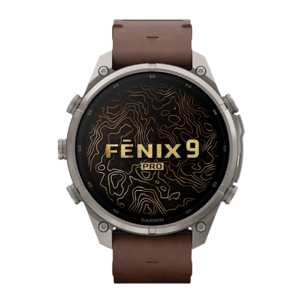 Спортивные часы Garmin fenix 9 Pro, 47 мм, AMOLED, титан, сапфир, кожаный ремешок цвета «грецкий орех», силиконовый ремешок (с inReach)