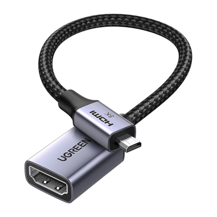 Переходник с оплёткой Ugreen micro-HDMI — HDMI 2.1 (20 см) (HD182)