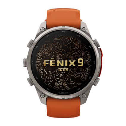 Спортивные часы Garmin fenix 9 Pro, 47 мм, AMOLED, титан, сапфир, силиконовый ремешок цвета «осенний оранжевый»/«оранжевая искра» (с inReach)