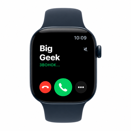Часы Apple Watch Series 12, 42 мм, керамика цвета «полуночно-синий», ремешок Sport Band цвета «морской синий»