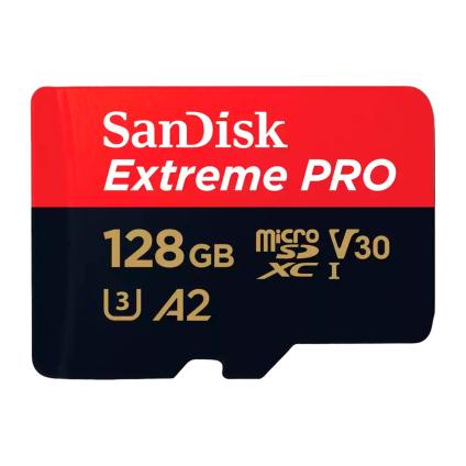 Карта памяти SanDisk Extreme Pro microSDXC UHS-I 128 ГБ (U3, V30, A2) с адаптером