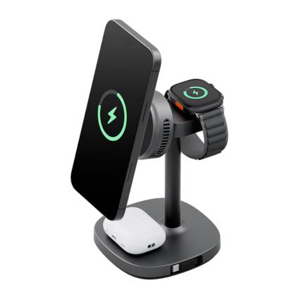 Зарядная станция MagSafe с активным охлаждением Energea MagArctic Stand для iPhone, Apple Watch и AirPods (Qi2)