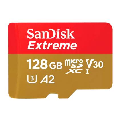 Карта памяти SanDisk Extreme microSDXC UHS-I 128 ГБ (U3, V30, A2)