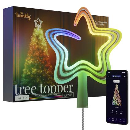 Умная звезда на ёлку Twinkly Tree Topper RGB (20x26 см, 74 светодиода)