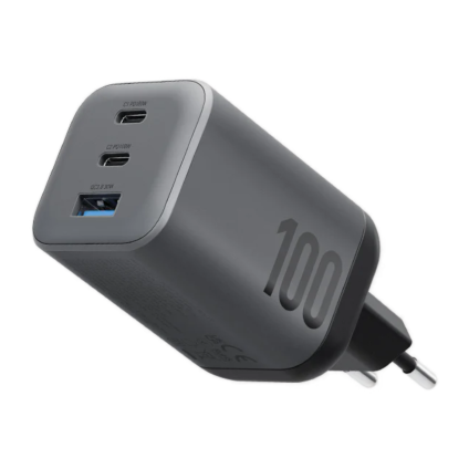 Сетевое зарядное устройство Energea AmpCharge Mini 100 мощностью 100 Вт (2 USB-C, USB-A) (GaN)
