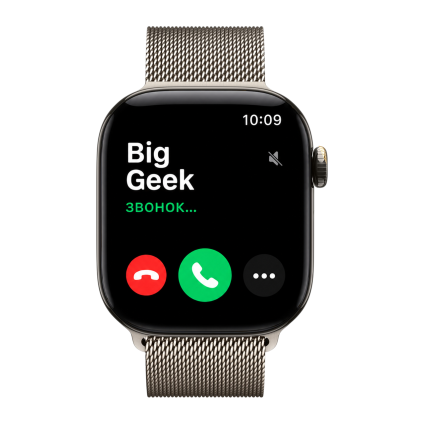 Часы Apple Watch Series 12, 42 мм, титан светлого цвета, миланский сетчатый браслет