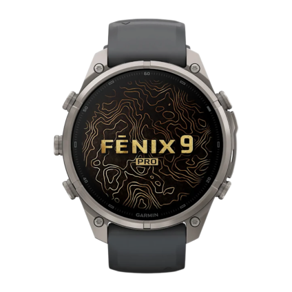 Спортивные часы Garmin fenix 9 Pro, 47 мм, AMOLED, титан, сапфир, силиконовый ремешок цвета «графитовый/чёрный» (без inReach)