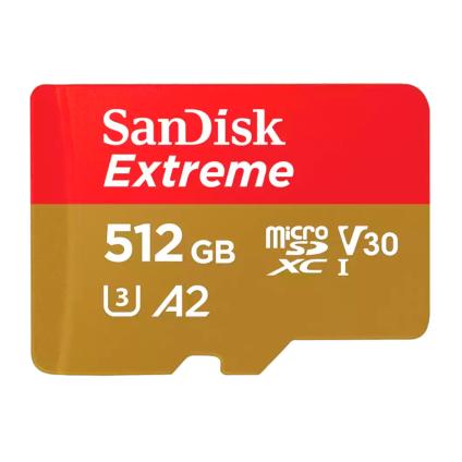 Карта памяти SanDisk Extreme microSDXC UHS-I 512 ГБ (U3, V30, A2)