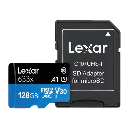 Карта памяти Lexar High-Performance BLUE 633x microSDXC UHS-I 128 ГБ (U3, V30, A1) с адаптером