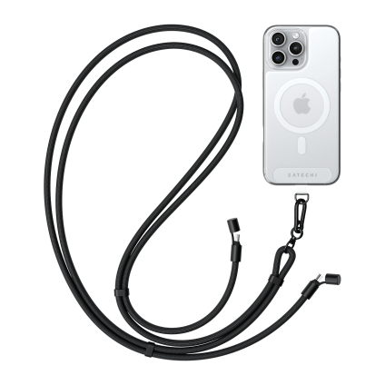 Тканевый ремешок через плечо с карабином и кабелем USB-C Satechi OntheGo для iPhone