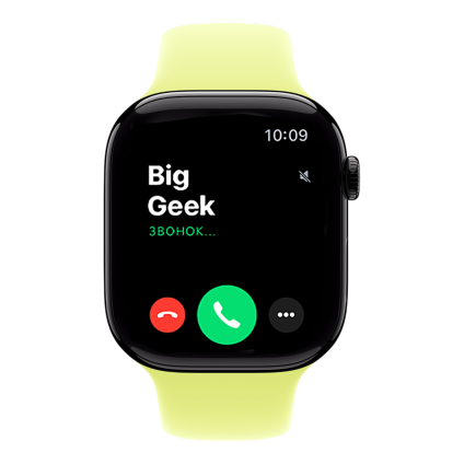 Часы Apple Watch Series 11, 46 мм, алюминий цвета «чёрный оникс», ремешок Sport Band цвета «неоновый жёлтый»