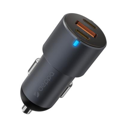 Автомобильное зарядное устройство Deppa Car Charger мощностью 60 Вт (2 USB-C, USB-A)