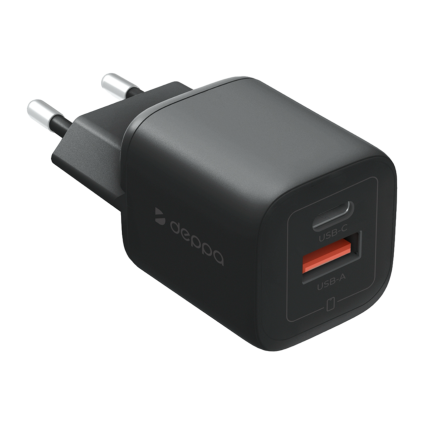 Сетевое зарядное устройство Deppa мощностью 33 Вт (USB-C, USB-A) (GaN)