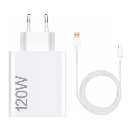 Сетевое зарядное устройство Xiaomi HyperCharge Combo мощностью 120 Вт (USB-A) и кабель USB-C — USB-A (1 м) (версия Global)