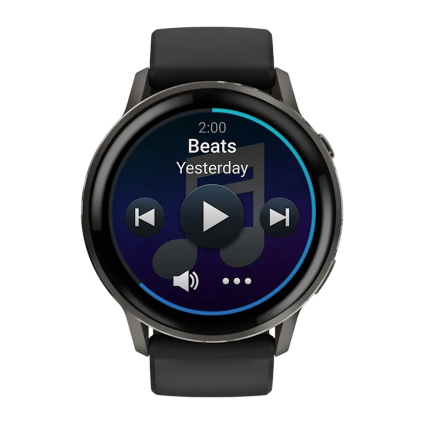 Спортивные часы Garmin Venu 4, 45 мм, чёрный силиконовый ремешок