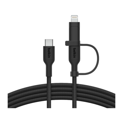 Кабель с оплёткой и ремешком Belkin BoostCharge Pro USB-C — USB-C, Lightning (USB 2.0) (1,5 м) (CAC003)