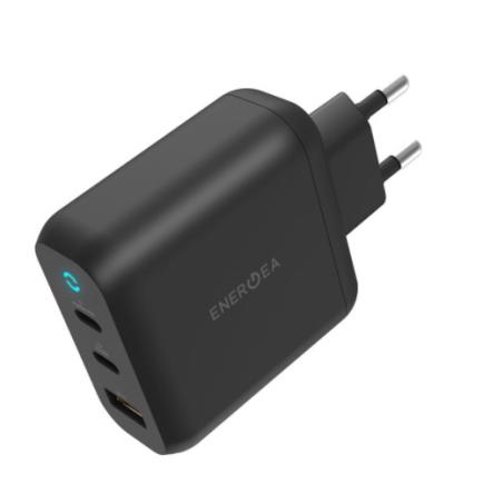 Многопортовое сетевое зарядное устройство Energea AmpCharge GaN65 мощностью 65 Вт (2 USB-C, USB-A) (GaN)